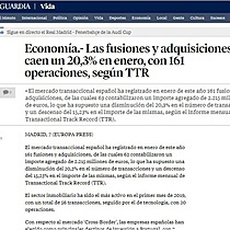 Las fusiones y adquisiciones caen un 20,3% en enero, con 161 operaciones, segn TTR